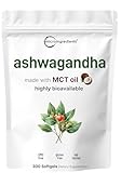 Micro Ingredients Ashwagandha Supplements | 300 Coconut MCT Oil Softgels with Black Pepper for Better Absorption | Potent Root Extract | Non-GMO