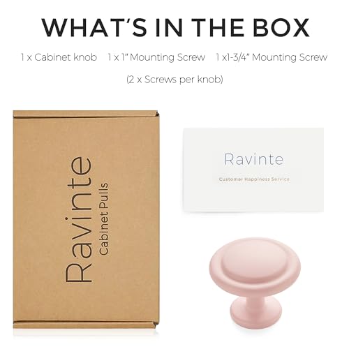 Image of Ravinte 1 Pack 1-1 /4 inch Kitchen Cabinet Knobs Pink Frosted Dresser Zinc Pulls Door Drawer Handles for Dresser Drawers