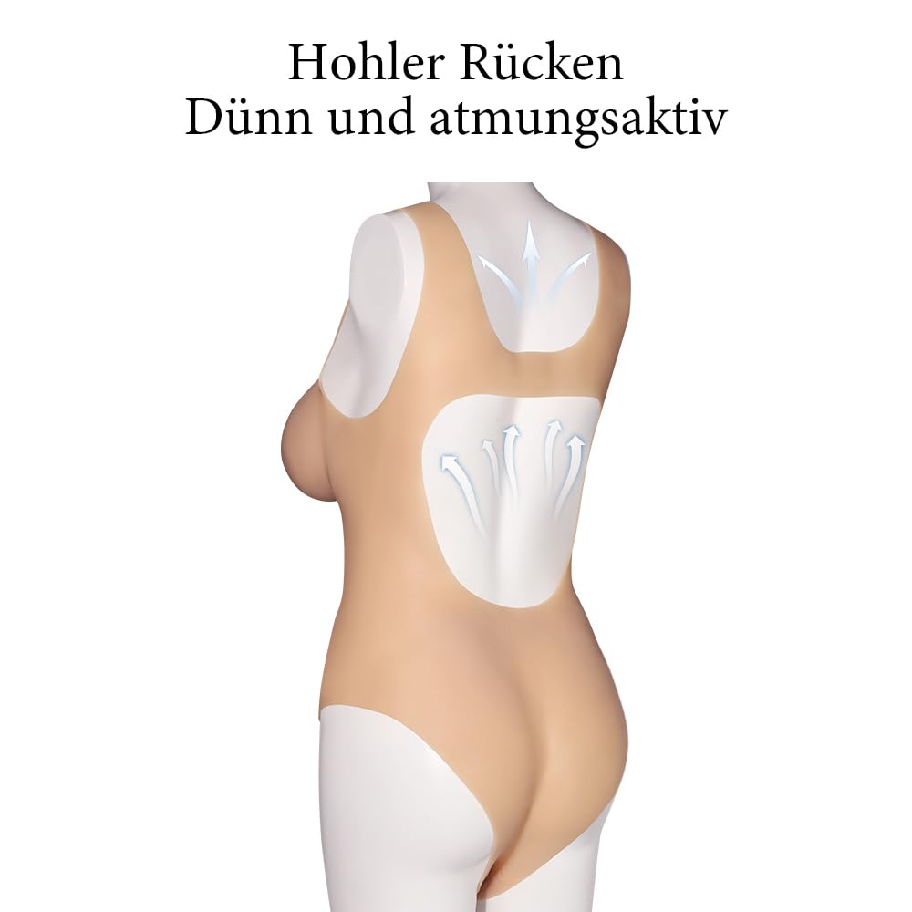Realistische Silikon Brüste Mit Simulierte Vagina Silikon Dreieck-Body Bodysuit Vagina-Unterwäsche für Transgender, Crossdresser, Drag Queen, Cosplay Bodysuit Sexspielzeug für Männer Solo(F-Cup)
