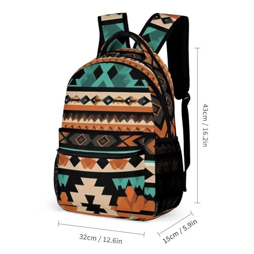 Backpack Lightweight Geometric Ethnic Tribal Navajo Aztec (2) Bookbag with Lunch Box Storage Bags Backpack Set Daypack with Lunch Bag and Cosmetic Bag2