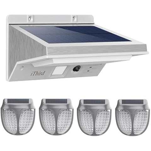 iThird 1 Pack Solar Lights Outdoor Motion Sensor+4 Pack Solar outdoor Lights Magnetizes Securely to Garden Beds, Waterproof Outdoor LED Light Cover