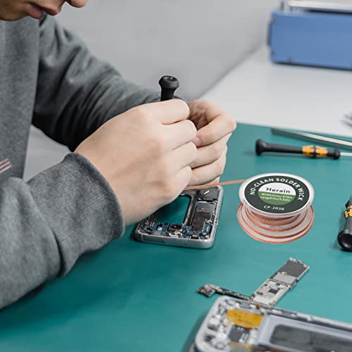 Herain NoClean Solder Wick, Desoldering Braided Wicks with Flux