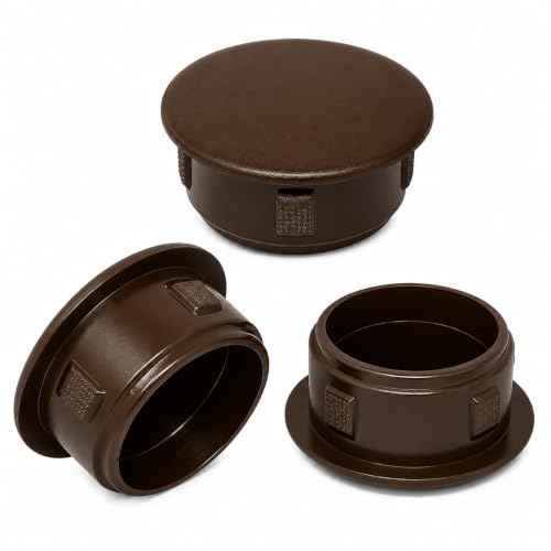 Image of (Pack of 40) Brown Plastic Hole Plugs 0.71 inch x 0.59 inch (18 x 15 mm), Drill Hole Cover Caps, Furniture Hole Plug, Screw Hole Plugs