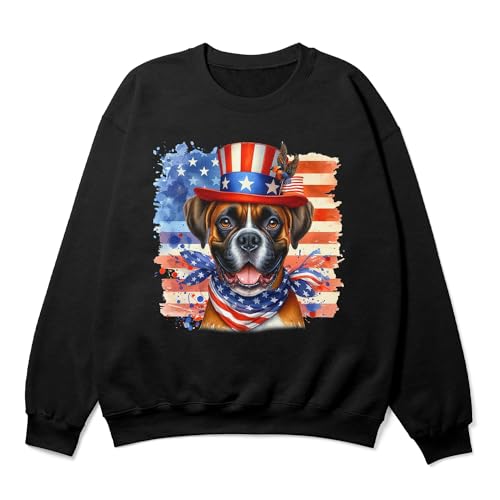 Patriotic Dog Celebrates 4th of July Adult Youth T-Shirt Hoodie Sweatshirt