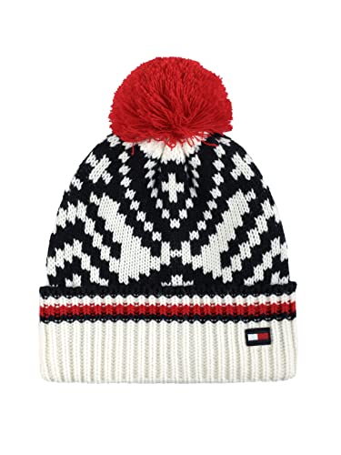 Tommy Hilfiger Damen Overized Fair Isle Beanie-Mütze, Elfenbein,...