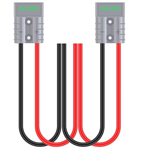 GTIWUNG 2Pcs Línea de Enchufe de Carga de Carretilla Elevadora Eléctrica 10AWG, Conector de Batería 50A, Cable Conector Rápido, Coche Batería de Conexión Rápida Powerpole Conectores de Alimentación