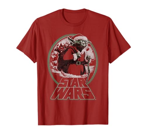 Yoda Santa t-shirt imprimé graphique Star Wars avec cercle portrait net