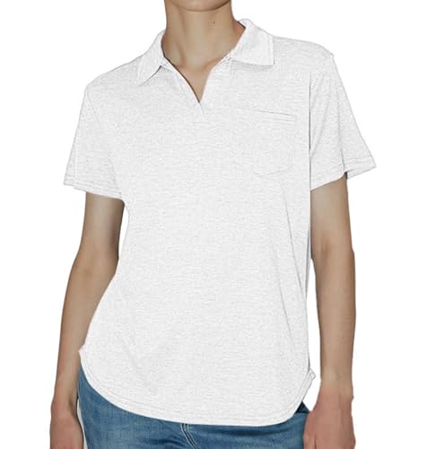 Camisetas tipo polo holgadas para mujer de manga corta y cuello en V de estilo casual
