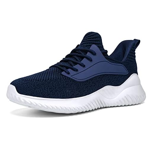 Tênis de corrida feminino esportivo AKK – Slip On Memory Foam leve, casual, trabalho, tênis, para uso interno, academia, viagens, Azul marinho, 6