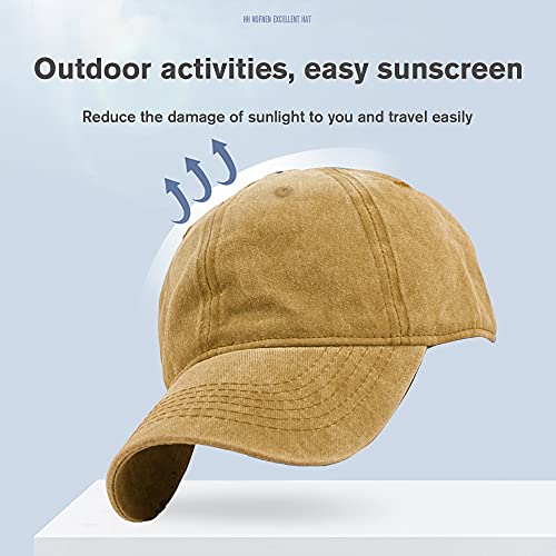Image of HH HOFNEN Baseball Cap Washed Cotton Unstructured Vintage Hat for Men Women | Unisex Sports Ball Caps Sun Protection Adjustable Outdoor Curved-Brim Dad Hat Classic Plain Cap