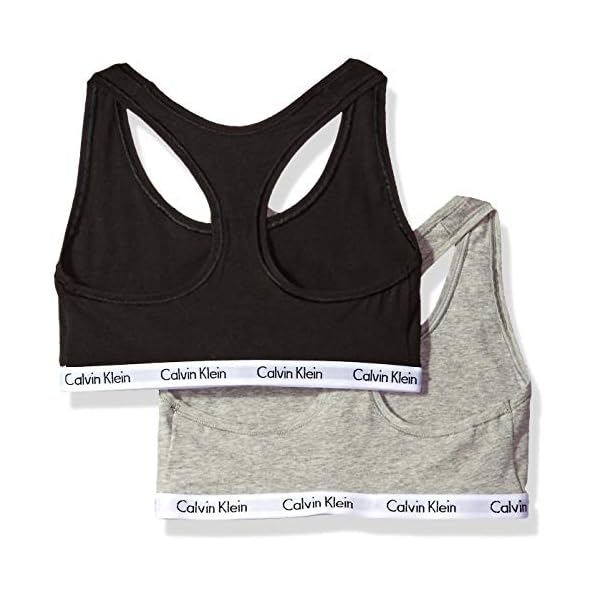 Calvin Klein Women's Carousel Logo Bralette 2-Pack, Black/Grey Heather, Medium