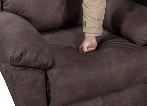 Ice Armor 99-6062Brn Upgraded Materials Modern Power Chair With Usb Charging Port And Pillow Top Arms Palomino Fabric Single Seat Reclining Sofa In Hickory Brown Finish #TOP6