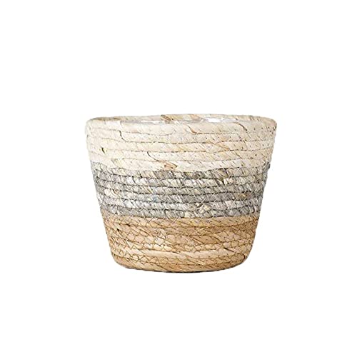 SJDWDX Cesta para plantas de pasto marino, tejida a mano con forros de plástico, cesta de almacenamiento natural para...
