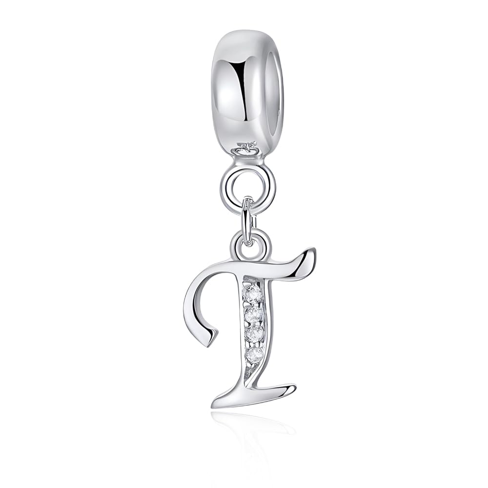 LMLMECREA Damen Initiale Charms Anhänger 925 Sterling Silber - Buchstabe Charm für Europäischer Armbänder