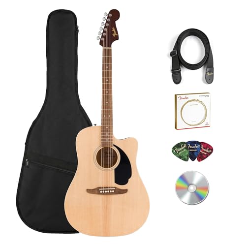 Fender California Redondo CE Dreadnought Acoustic-Electric Guitar - Natural Bundle with Gig Bag,...