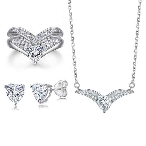 Ensemble de bijoux cœur or 14k femme collier et boucles trois pièces