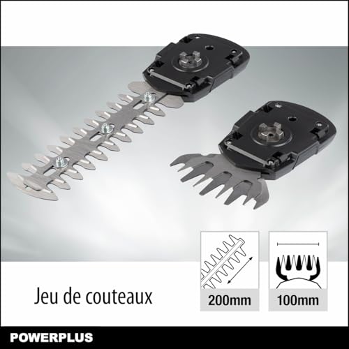 Powerplus POWXG2033 lekkie nożyce ogrodowe z akumulatorem litowo-jonowym – 2 w 1 jako nożyce do trawy, przycinarka i nożyce do krzewów do żywopłotów, krzewów i roślin w ogrodzie