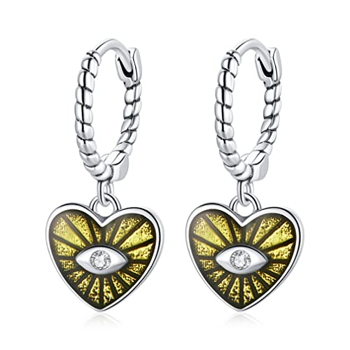 Boucles d'oreilles créoles cœur saphir bleu, le cadeau idéal pour femme