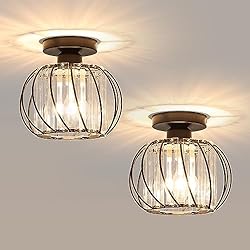 Lamparas De Techo Cristal Baratas Kiwaezs Luz de Techo de Cristal Moderna, 2 Packs E27 Lámpara de Techo, Mini Plafon Techo de Cristal, Lampara Techo Semi Empotrada para Cocina, Comedor, Dormitorio, Pasillo