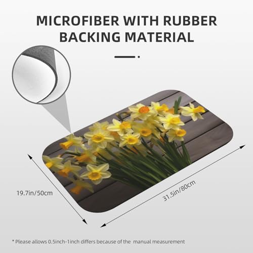 Tapis de bain antidérapant absorbant diatomées grand format imprimé fleurs - 3