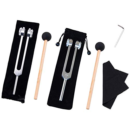 QIYUN Tuning Fork, 128 Hz Tuning Fork Medical Healing Instrument Aluminum with 256 Hz and A Repair Tool/Human biofield Diapason Chakra/Stress Reliever/Cleaning and Cloth Soft Bag QIYUN Tuning Fork, 128 Hz Tuning Fork Medical Healing Instrument Aluminum with 256 Hz and A Repair Tool/Human biofield Diapason Chakra/Stress Reliever/Cleaning and Cloth Soft Bag