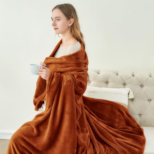 Image of BEDELITE Fleece Blanket Soft Plush Throw for Couch Terracotta 50 inchx60 inch