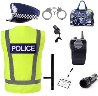Cheerful Children Toys Kids Police Costume - Police Officer Dress Up Outfit - Ideal for Boys and Girls Aged 3-7 years old - Includes Vest and Hat. Fancy Dress for Role play, Halloween, Birthdays.