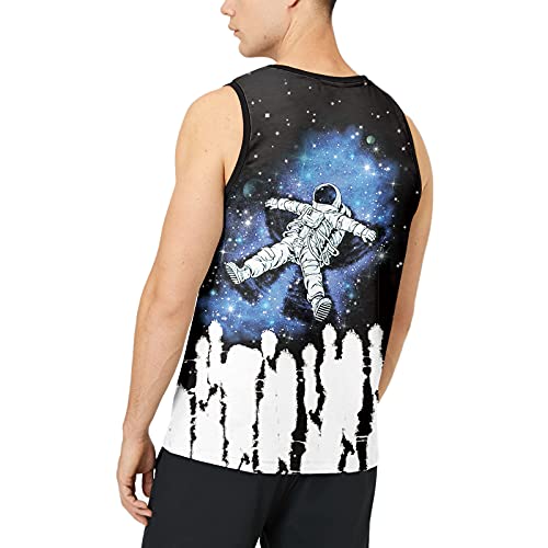 LAIDIPAS Camiseta sin mangas, Camisetas de Tirantes, Camisetas Tirantes para Hombre con Impresión 3D, Divertida, Unisex, Sin Mangas - Multi Color - Large