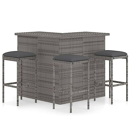 vidaXL Gartenbar Set 4-TLG. mit Kissen Theke Bar Tresen Gartentheke...
