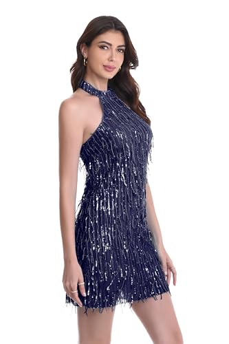 Image of women'Lace Tassels mini Dress Slip Sleeveless Party Club Dress
