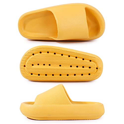 Pillow Slippers for Women and Men Massage Shower Slippers Quick Drying Bathroom Sliders Spa Foam Slides Cushioned Non Slip Slippers for Pool US Women 9-9.5 / Men 7-7.5 = 40/41 Yellow - Image 4