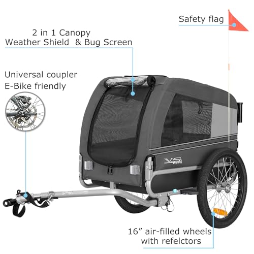 Tiggo VS Pets Medium Hundeanhänger & Buggy 2in1 Fahrradanhänger Hundebuggy Jogger 80204 (Grau)