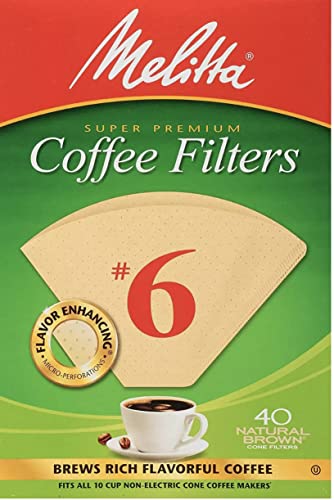 Melitta #6 Cone Coffee Filters - 80 Count Natural Brown