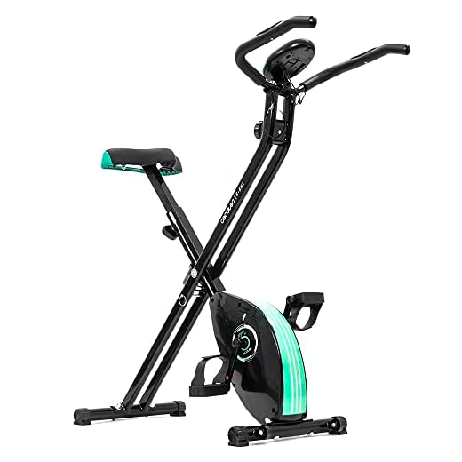 Cecotec Bicicleta Estática Plegable con Volante de Inercia de 2,5 Kg X-Bike. Sistema Silence Fit, Ergonómica, Manillar y Sillín Regulable, Pulsómetro, Pantalla LCD, Ruedas, Peso máximo 100 Kg