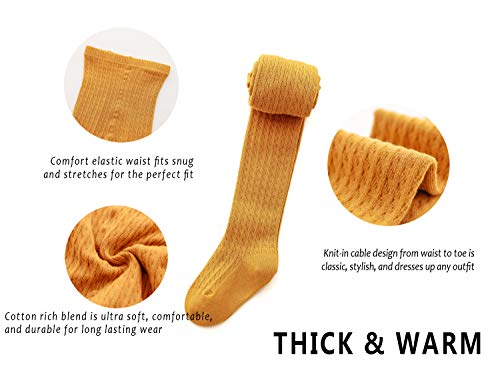 Image of EPEIUS Baby Girl Tights Thick Cable Knit Leggings Little Girls Cotton Stockings Pantyhose for Toddlers Child 2-10 Years