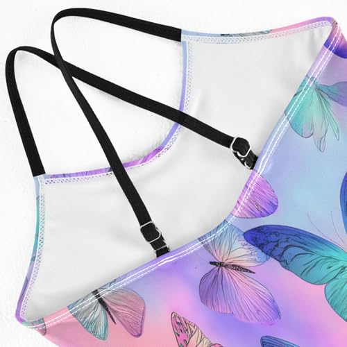 Enchanted Butterfly Pattern Girls One-Piece Swimsuit Beach Swim Bathing Suit4
