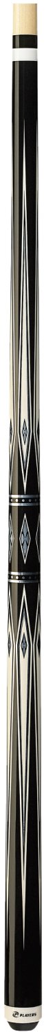 Players G-3372 Graphic Black and White Drop Points with Silver Diamonds Cue, 21-Ounce