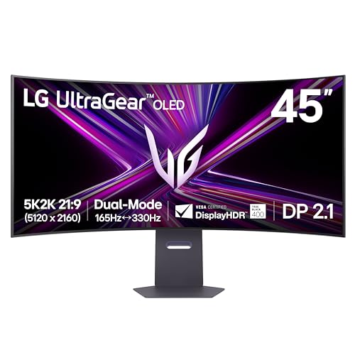 LG 45GX950A-B 45-inch Ultragear 5K2K WUHD (5120 x 2160) OLED Curved Gaming Monitor, Dual-Mode,...