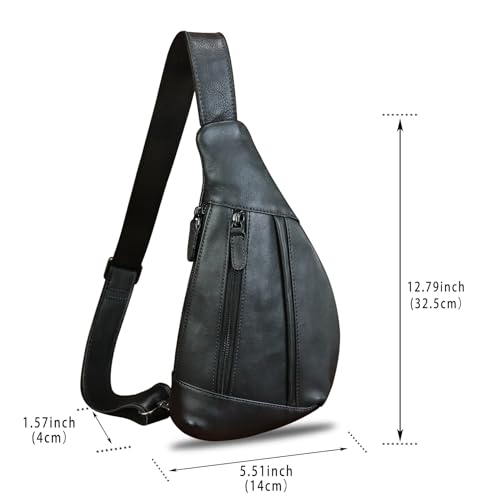 Image of Genuine Leather Sling Bag for Men and Women Vintage Real Leather Crossbody Chest Bags Backpack Purse for Travel Hiking