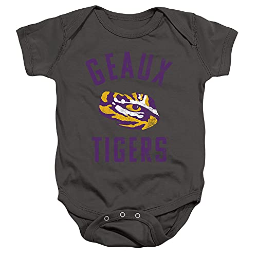 Louisiana State University LSU Official Tigers Logo Unisex Infant Snap Suit for Baby,Charcoal, 6 Months
