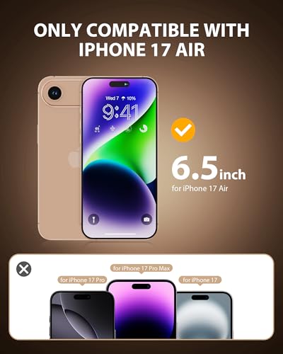 Image of PDDKISS Compatible for iPhone 17 Air Privacy Screen Protector 6.5 Inch, Purple Gradient Anti Spy Anti Blue Light HD Tempered Glass Easy Installation