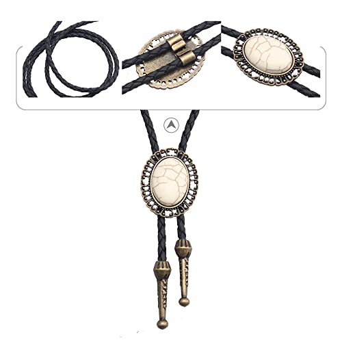 Image of GelConnie Native American Bolo Tie Rodeo Cowboy Leather Necktie Western Necklace Costume Accessories for Men,Women
