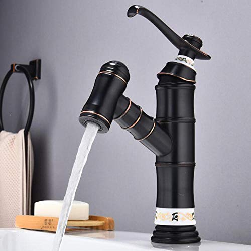 Mitigeur de lavabo avec douchette extractible en laiton noir - 3
