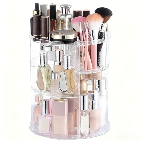 La Mejor Selección de Organizadores de cosméticos disponible en línea. 41 Organizador de Maquillaje Giratorio 360°- Organizador de Cosméticos Ajustable con 7 capas -Vitrina Acrílica de Gran Capacidad para Tocador y Baño (Transparente)
