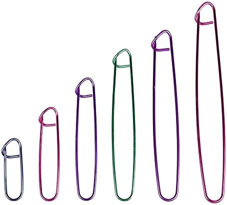 6 Pieces Stitch Holder Set Crochet Hooks 6 Size Assorted Color Crochet Knitting Needles Aluminum Safety Pins Knitting Needles for DIY Craft Sewing Tool