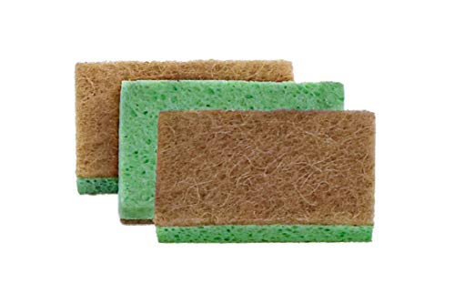 Superio Non-Scratch Cellulose Sponge Scrub (12-Pack) Heavy Duty Kitchen Sponges Scrubbers With Scouring Pad (Green) #TOP2