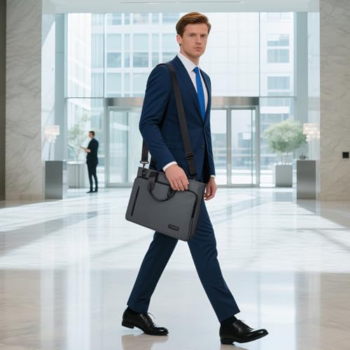 Image of RAINYEAR 15.6 Inch Laptop Bag for Men Women, Waterproof Expandable Large Capacity Laptop Shoulder Bag Carrying Bag Briefcase