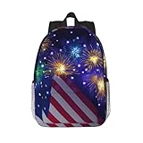 fuochi d'artificio bandiera americana 4 luglio stampa zaino scuola ufficio lavoro regalo viaggi college sport teen bambini libro borsa laptop