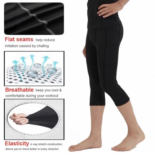 LANBAOSI Basketball Compression Pants Youth Boys 3/4 Compression Tights for Kids Girls Athletic Capri Football Leggings4
