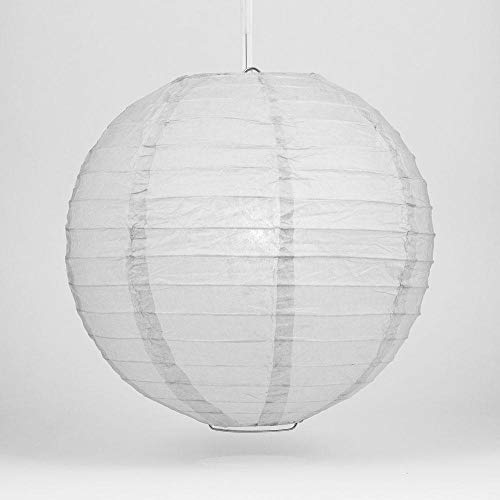 Image of Quasimoon PaperLanternStore Decorative Paper Lantern - (Single, 6-Inch, Gray /Grey, Even Ribbing) Round Paper Lantern - Ideal Wedding and Party Decor or Home Accent, Lighting Optional